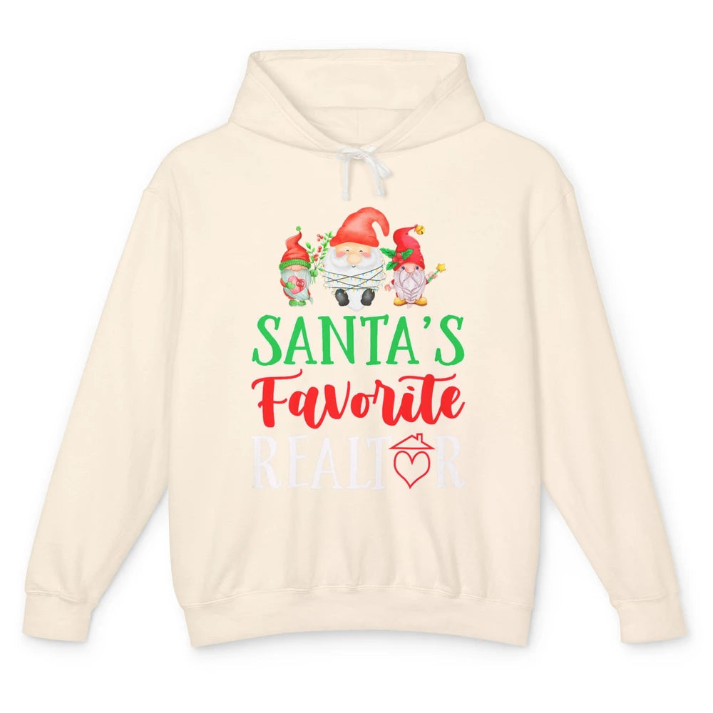 Christmas Xmas Gnomes Santa Favorite Realtor Real Estate Unisex Lightweight Hoodie