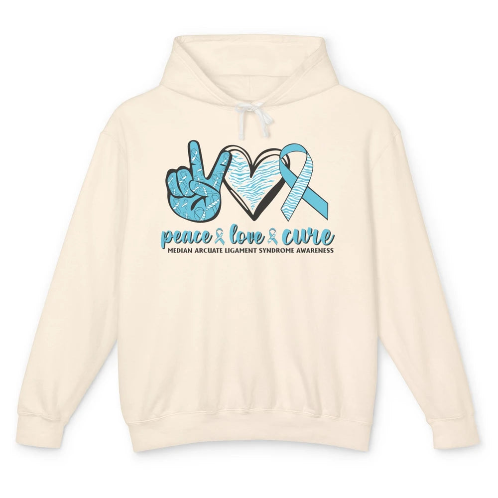 Median Arcuate Ligament Syndrome MALS Ribbon Peace Love Cure Unisex Lightweight Hoodie