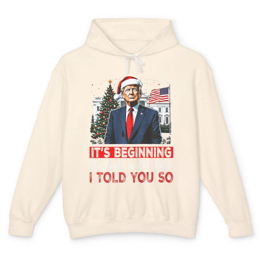 Funny Santa Trump It's Beginning To Look A Lot Like I Told You So Sarcastic Political Xmas Christmas Unisex Lightweight Hoodie