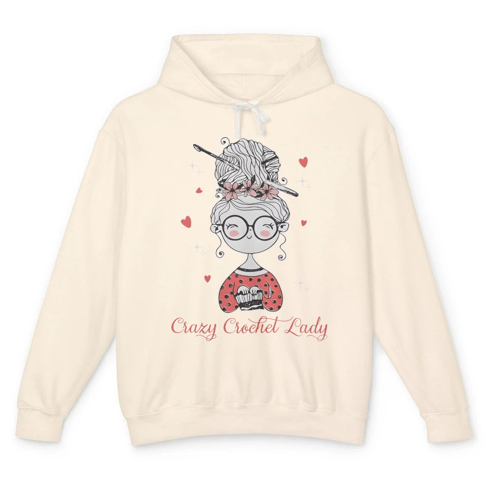 Cute Crocheting Crazy Crochet Lady Yarning Knitting Women Unisex Lightweight Hoodie