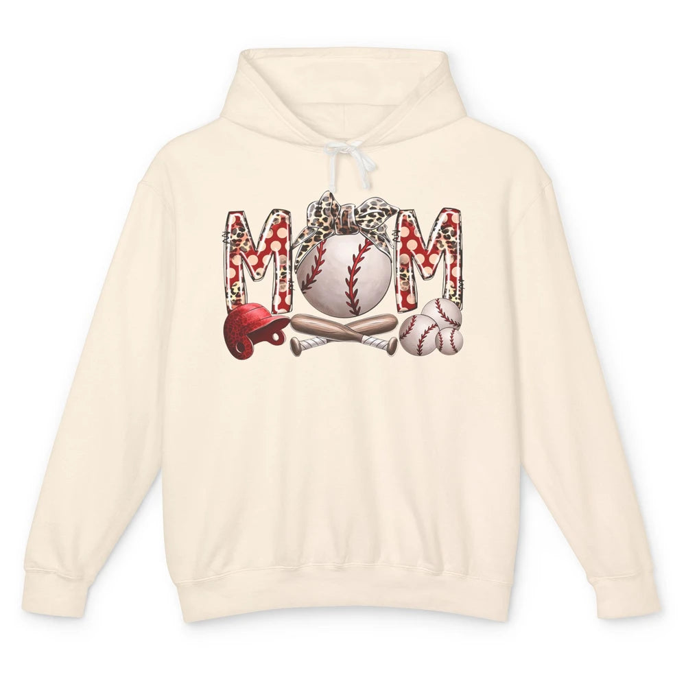 Baseball Mom Leopard Bandana Mom Love Baseball Mother's Day Unisex Lightweight Hoodie