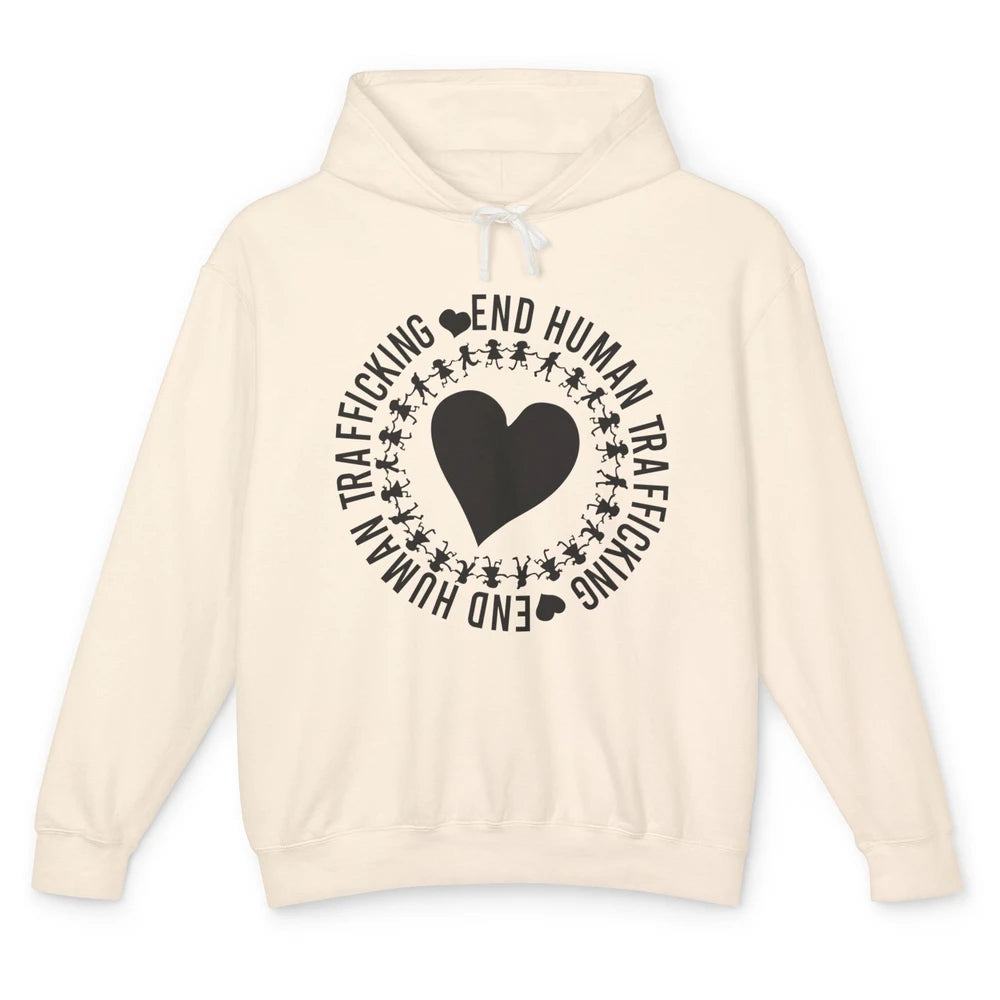 Save Our Children End Human Trafficking Awareness Heart Unisex Lightweight Hoodie