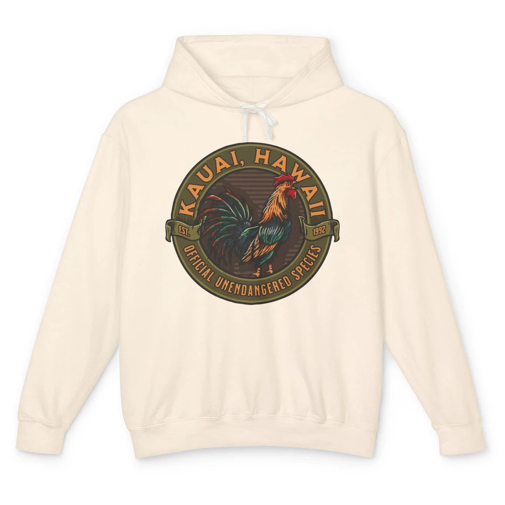 Funny Chicken Rooster Kauai Hawaii Unendangered Species Unisex Lightweight Hoodie