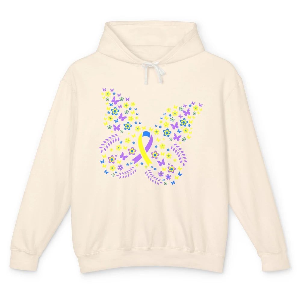 Cute Butterfly Bladder Cancer Awareness Warrior Ribbon Fight Unisex Lightweight Hoodie