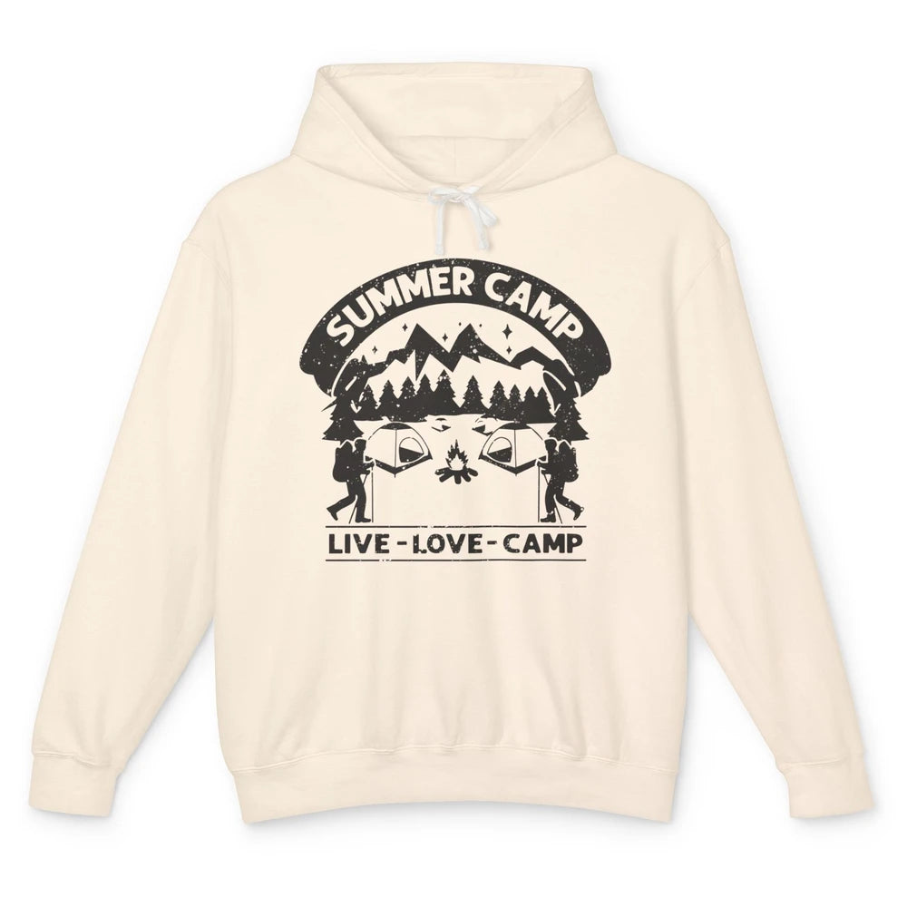 Summer Camp Live Love Camp Vacation Camping Hiking Retro Unisex Lightweight Hoodie