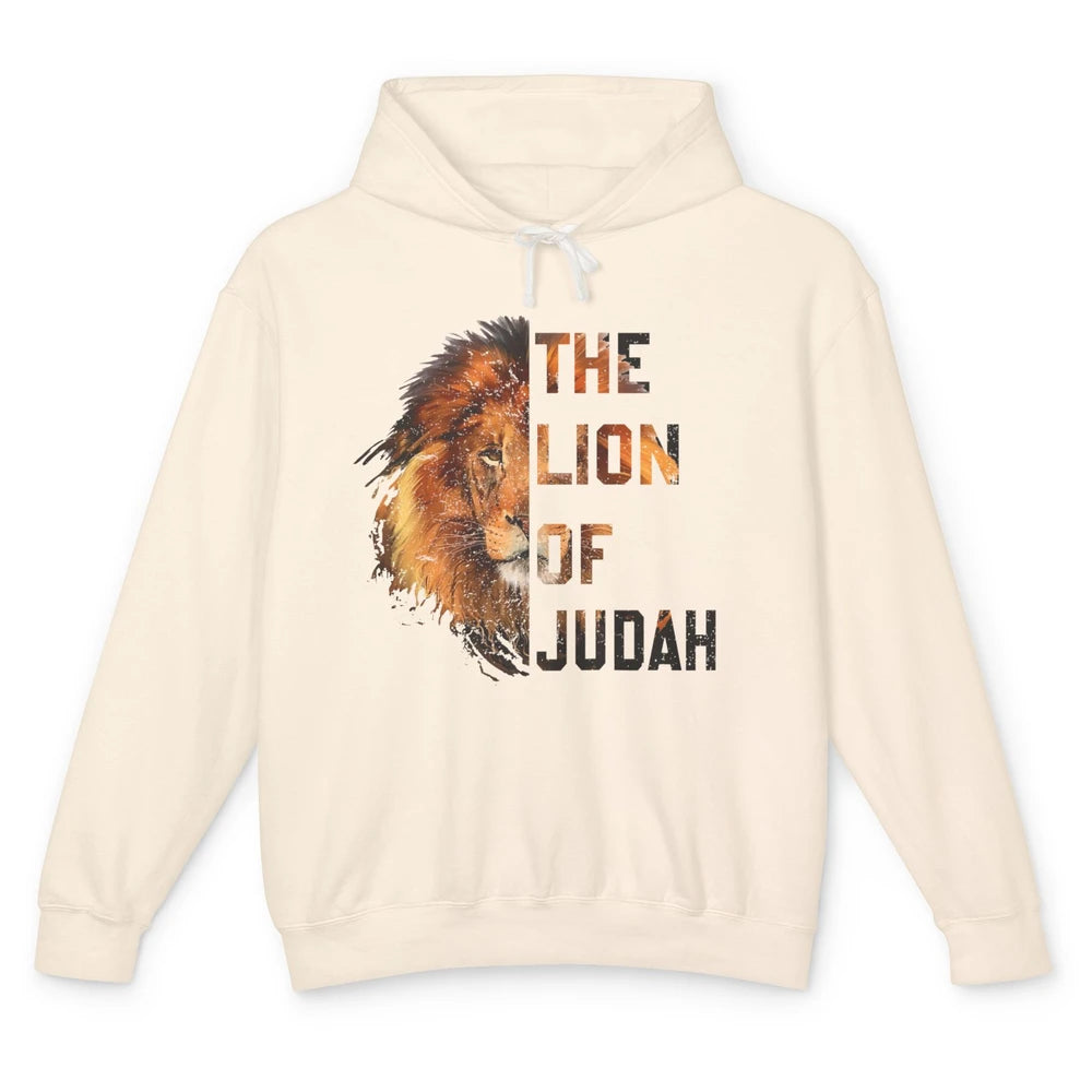 Yeshua Lion Of Judah Bible Verse Christian Faith Religious Unisex Lightweight Hoodie