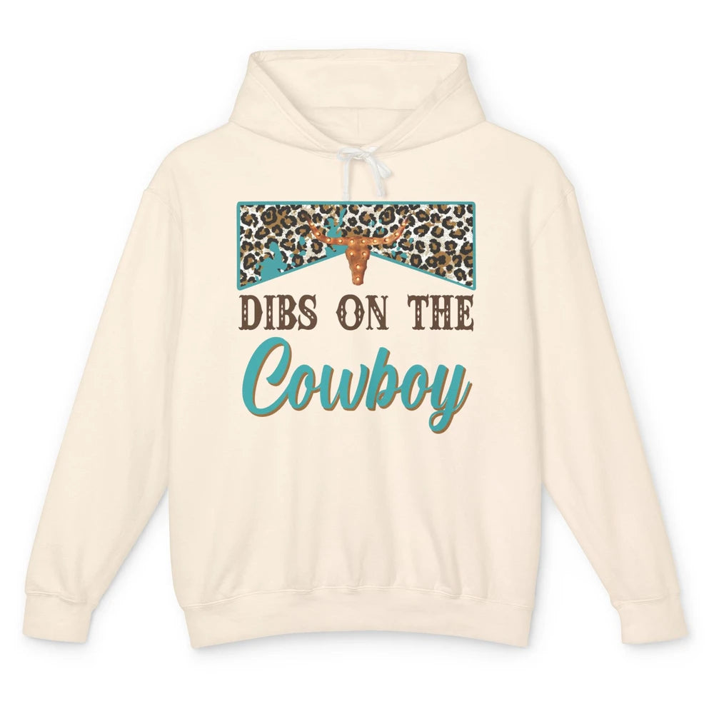 Leopard Bull Skull Dibs On The Cowboy Western Country Cowboy Unisex Lightweight Hoodie