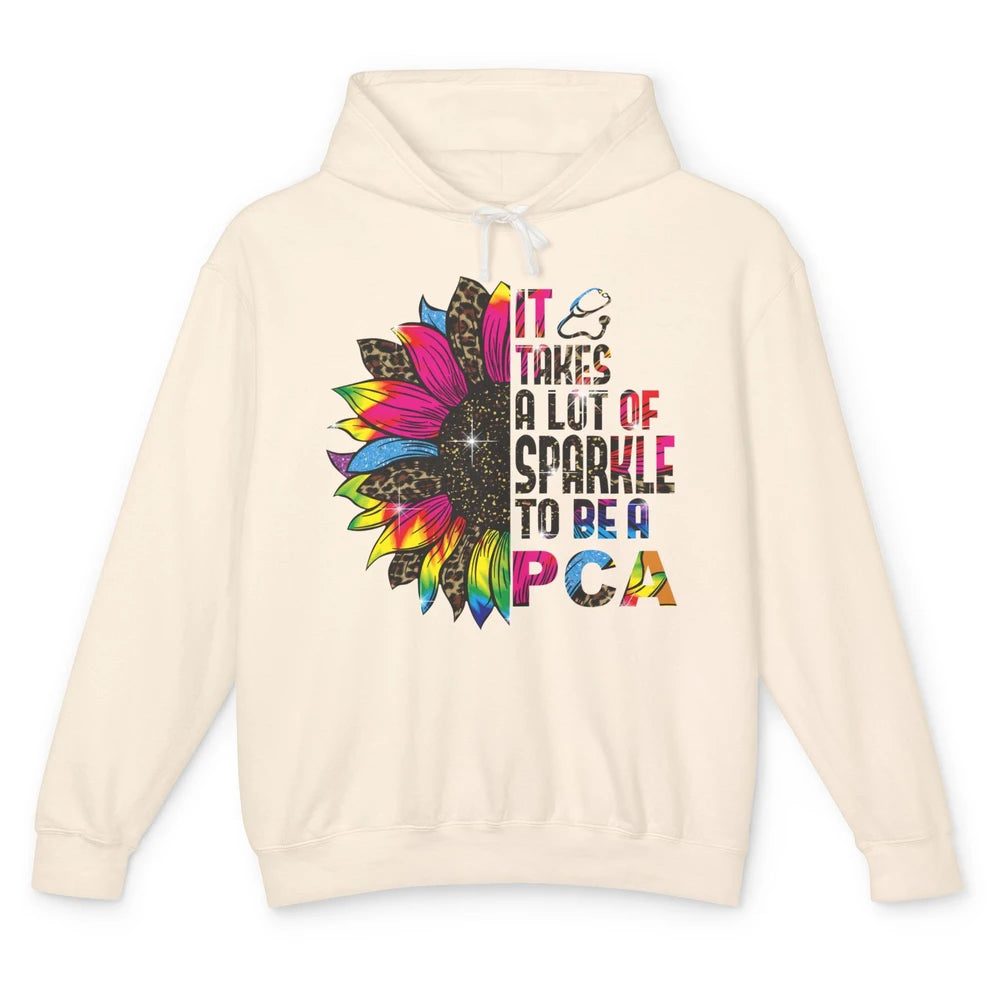 Leopard Sunflower Patient Care It Takes Sparkle To Be A PCA Unisex Lightweight Hoodie