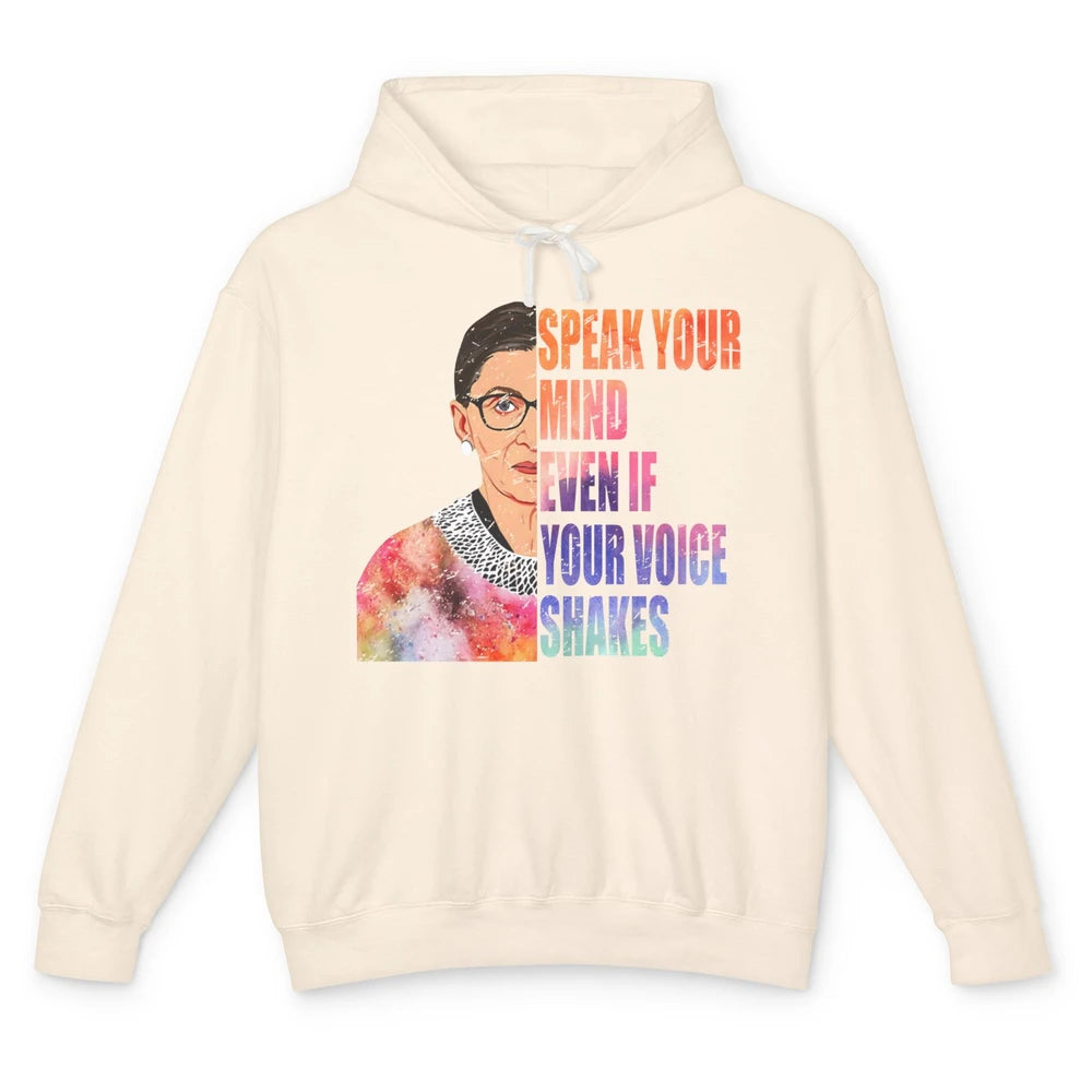 Retro Notorious RBG Speak Your Mind Even If Your Voice Shake Unisex Lightweight Hoodie