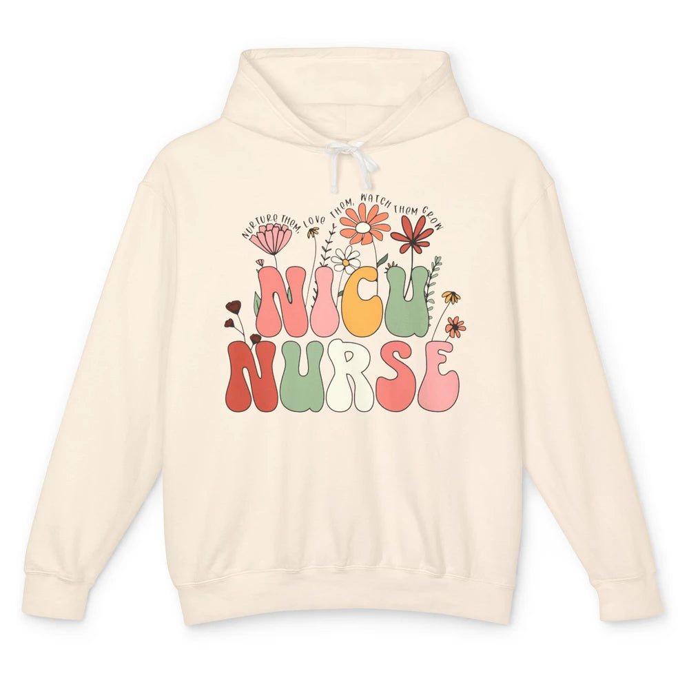 NICU Nurse Wildflower Neonatal Nurse Baby Nurse Appreciation Unisex Lightweight Hoodie