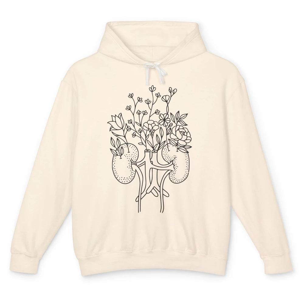 Floral Kidney Anatomy Two Kidneys Human Body Anatomy Unisex Lightweight Hoodie