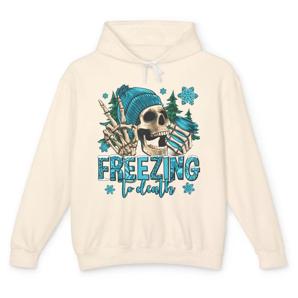 Funny Leopard Skull Freezing To Death Funny Christmas Winter Unisex Lightweight Hoodie