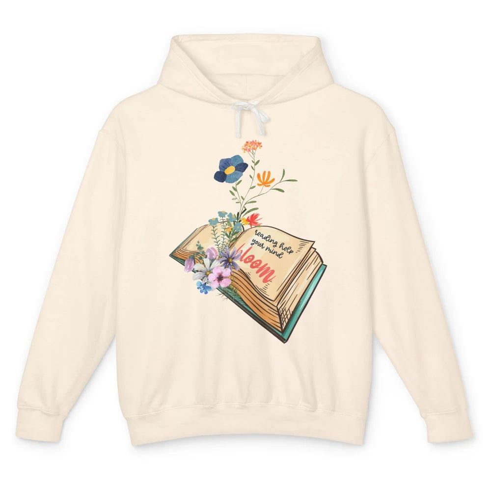 Retro Wildflowers Book Floral Reading Bookworm Teacher Gift Unisex Lightweight Hoodie