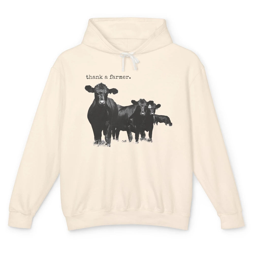 Funny Cow Gang Thank A Farmer Farm Animals Cattles Western Unisex Lightweight Hoodie