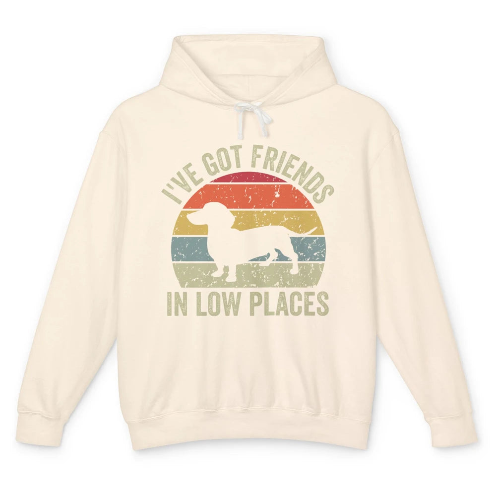 Vintage Dachshund I've Got Friends In Low Places Wiener Mom Unisex Lightweight Hoodie