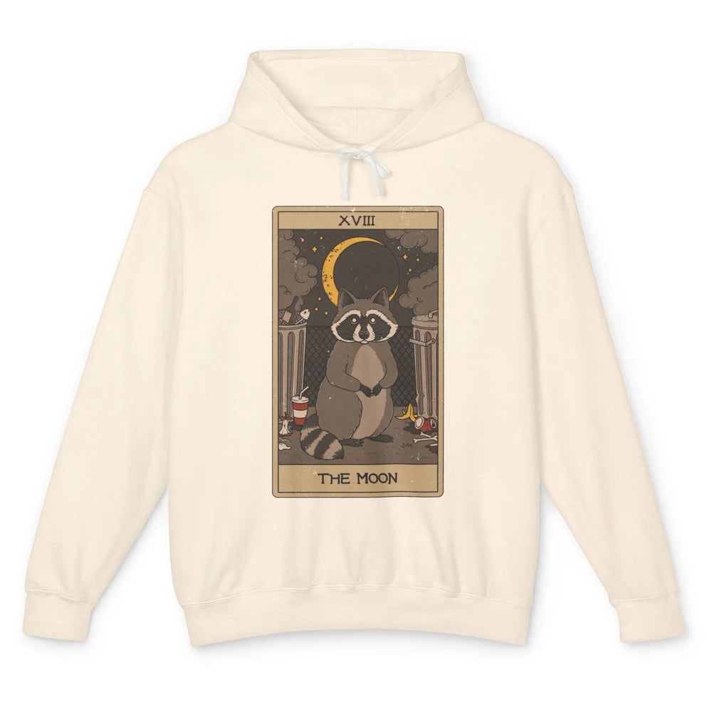 The Moon Raccoon Tarot Card Vintage Opossum Trashed Panda Unisex Lightweight Hoodie