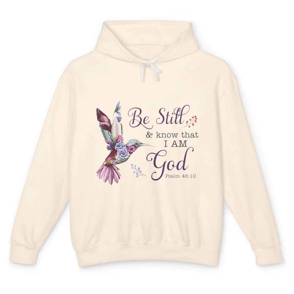 Be Still Know Im God Floral Bird Jesus Christian Bible Verse Unisex Lightweight Hoodie