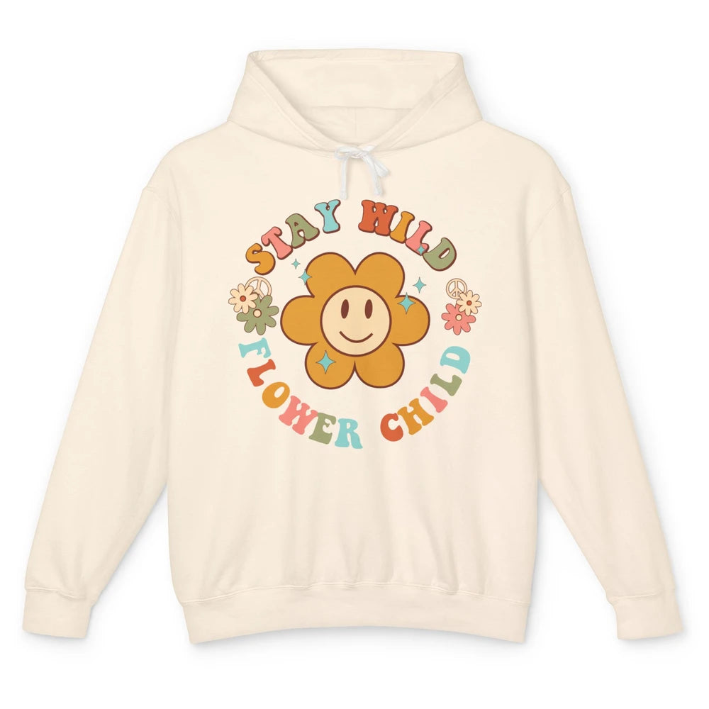 Groovy Stay Wild Flower Child Mental Health Daisy Flowers Unisex Lightweight Hoodie