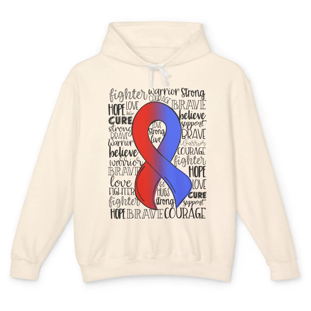 Hypoplastic Left Heart Syndrome Red Blue Ribbon Hope Love Unisex Lightweight Hoodie