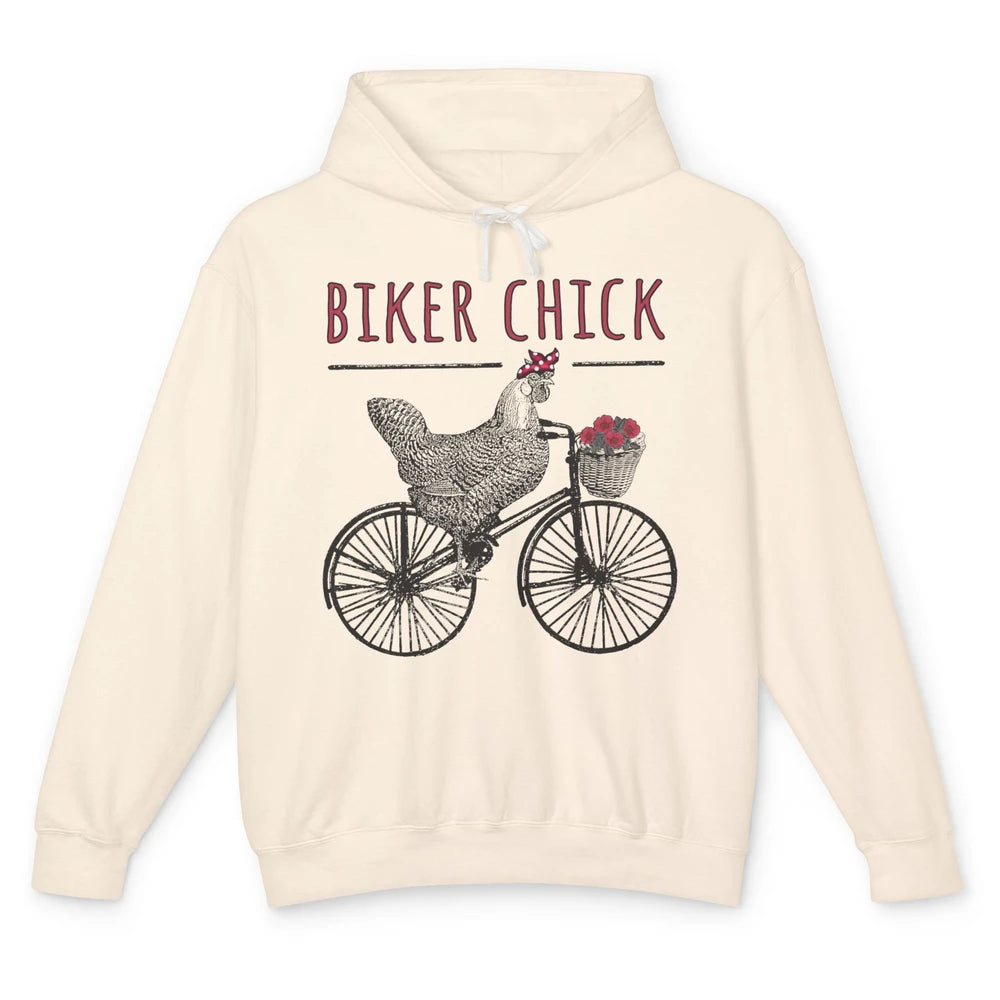 Biker Chick Funny Chicken Cycling Bicycle Women Biking Unisex Lightweight Hoodie