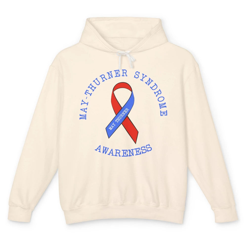 May-thurner Syndrome Awareness Red Blue Ribbon Rainbow Unisex Lightweight Hoodie