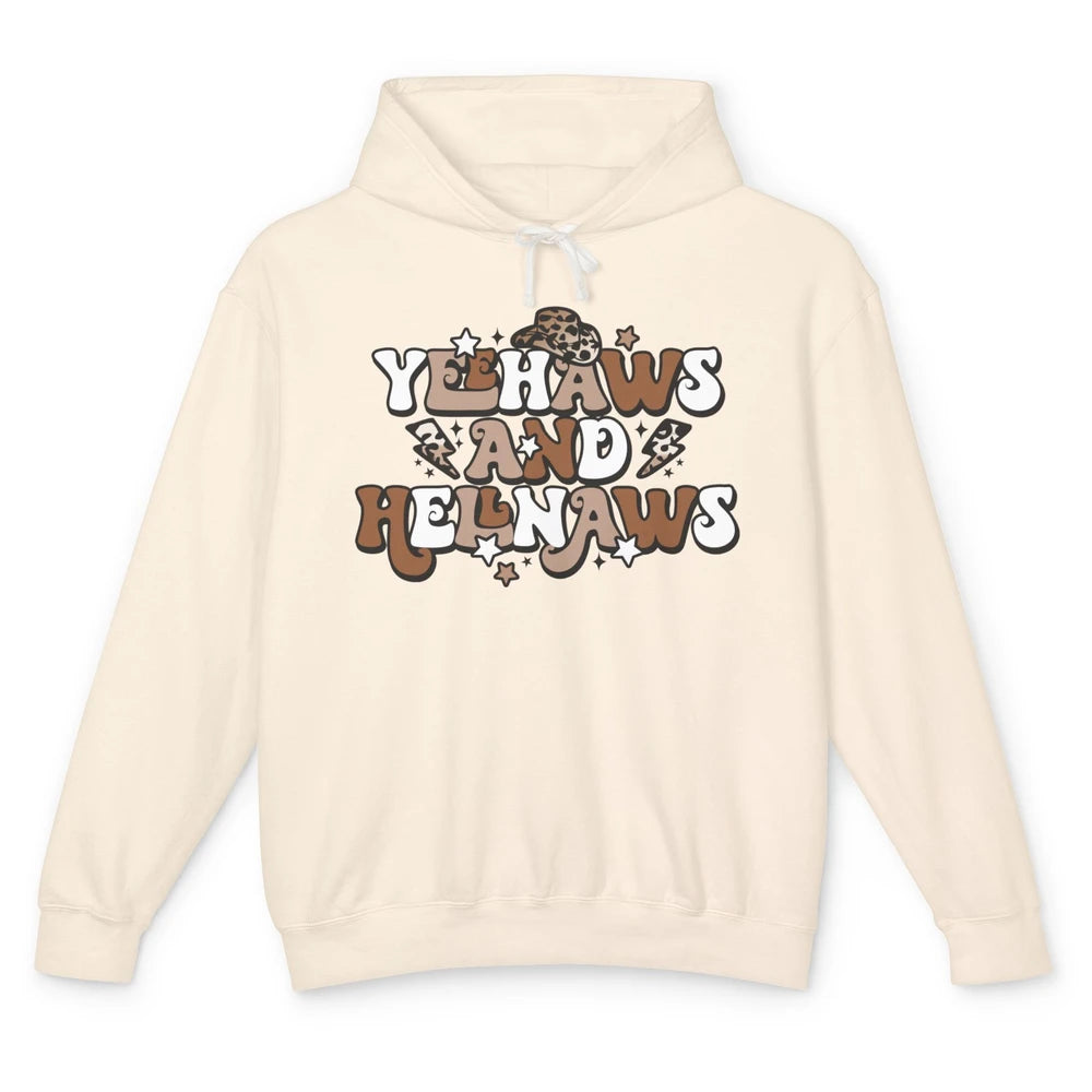 Leopard Yeehaws & Hellnaw Western Country Cowgirl Cowboy Hat Unisex Lightweight Hoodie