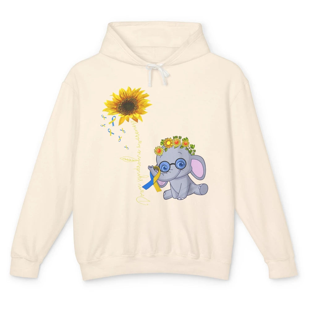 Sunflower Baby Elephant Down Syndrome Awareness Ribbon Unisex Lightweight Hoodie