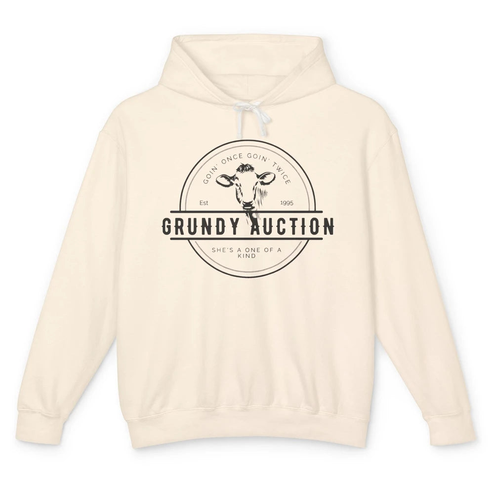 Retro Cow Cattle Grundy County Auction Western Country Farm Unisex Lightweight Hoodie