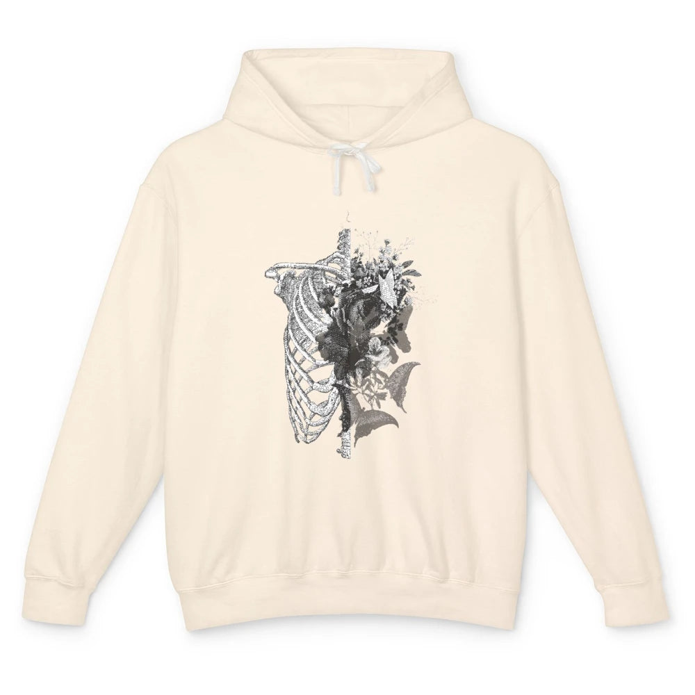 Skeleton Plants Nature Art Garden Skull Vegetable Gardening Unisex Lightweight Hoodie