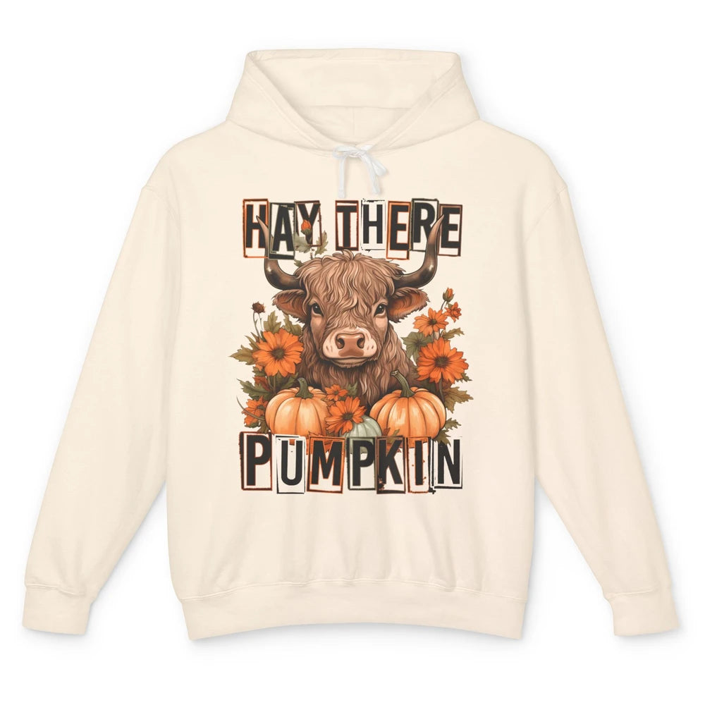 Hay Fall Highland Cow Pumpkin Western Country Farm Autumn Unisex Lightweight Hoodie