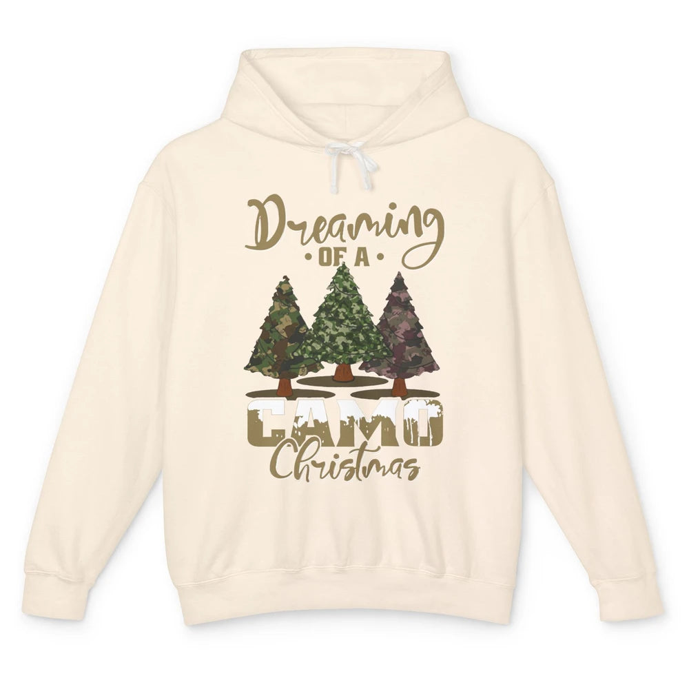 Christmas Tree Dreaming Of A Camo Christmas Veteran Gift Unisex Lightweight Hoodie