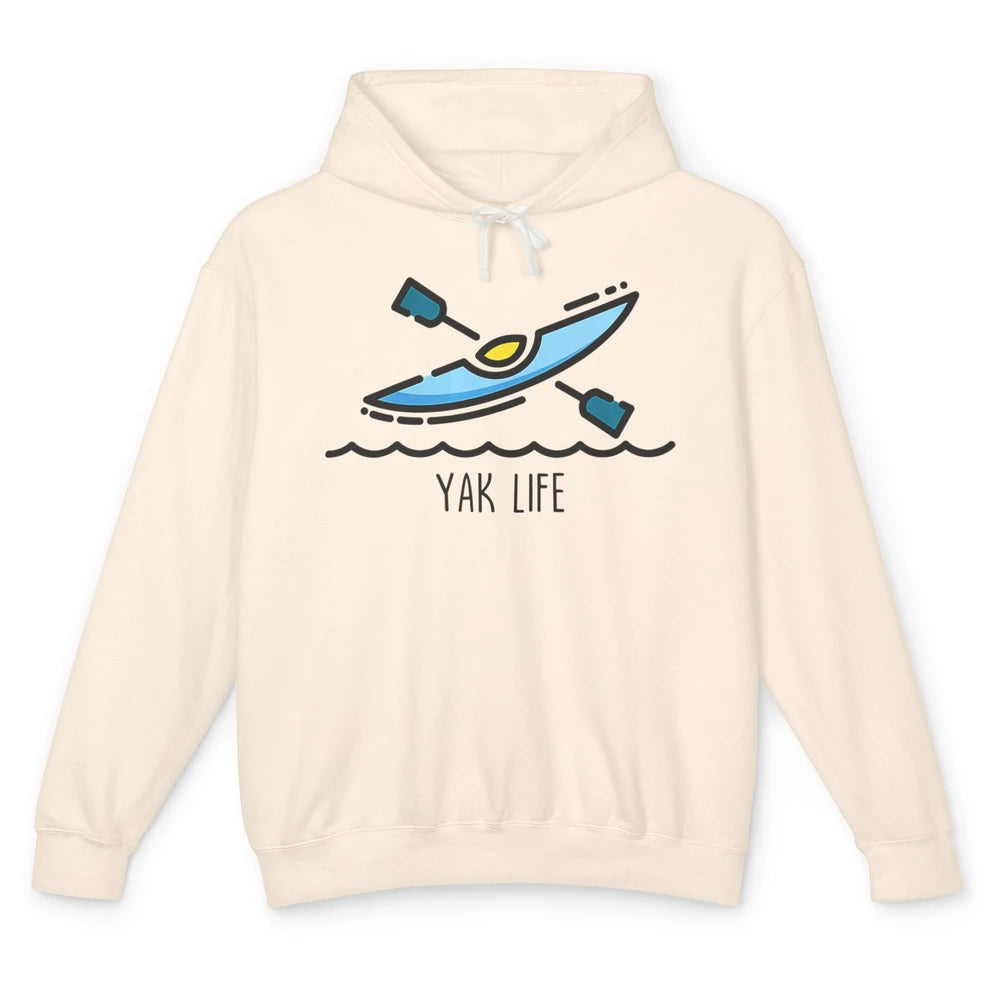 Yak Life Sunset Kayak Kayaking Retro 70s Paddling Outdoor Unisex Lightweight Hoodie