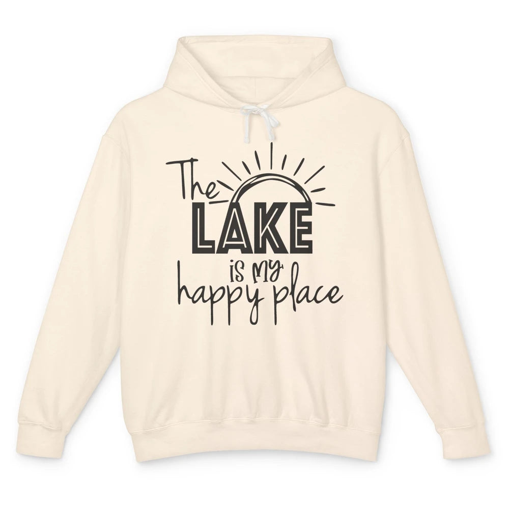 The Lake Is My Happy Place Summer Sunrays Lake Days Kayaking Unisex Lightweight Hoodie