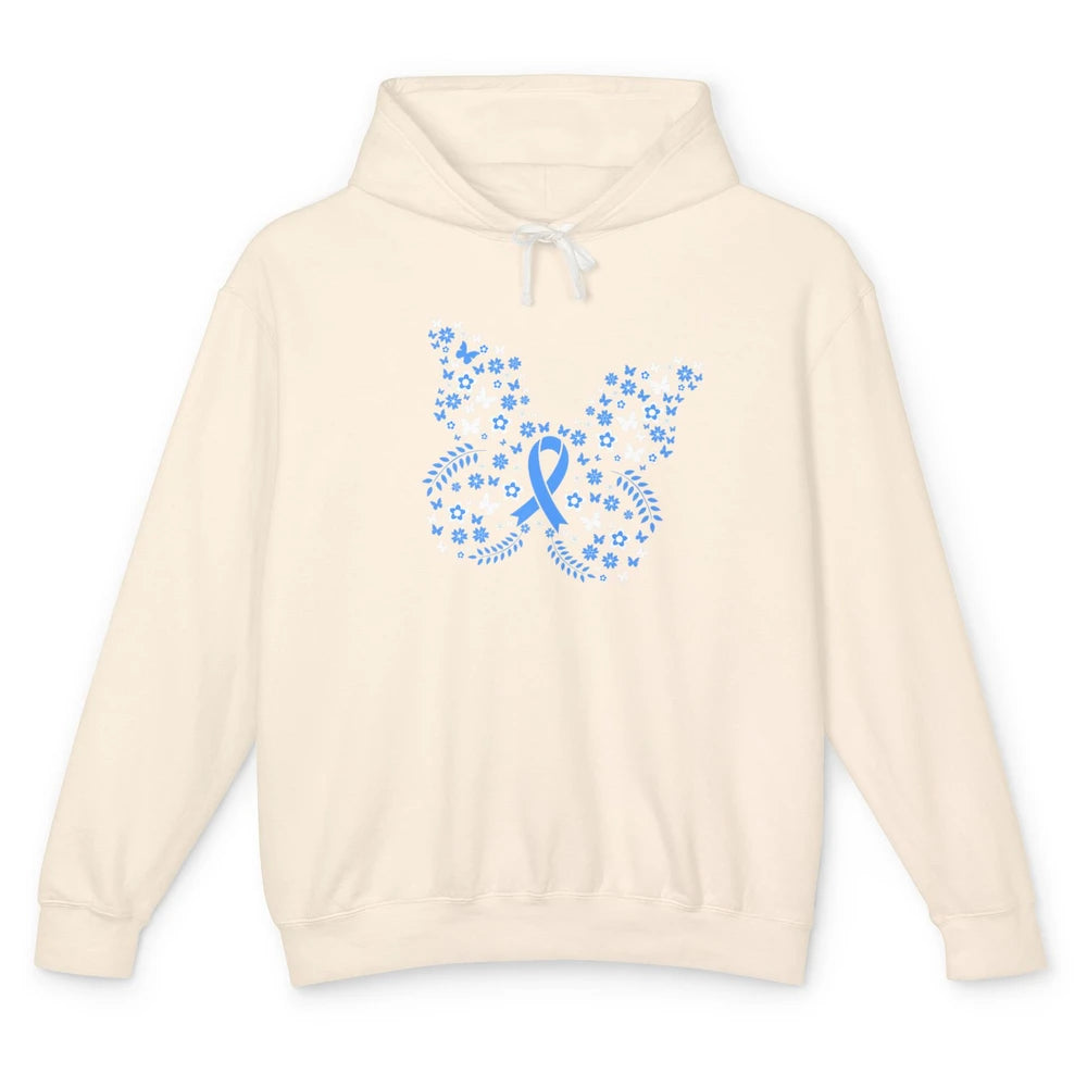 Cool Butterfly Warrior Blue Ribbon Prostate Cancer Awareness Unisex Lightweight Hoodie