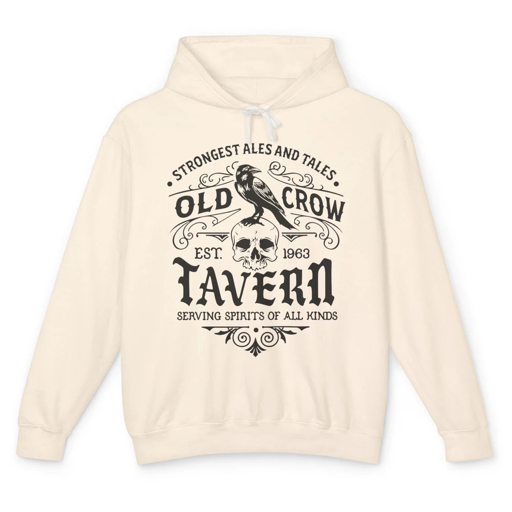 Retro Halloween Black Crow Old Crow Tavern Est 1693 Magic Unisex Lightweight Hoodie