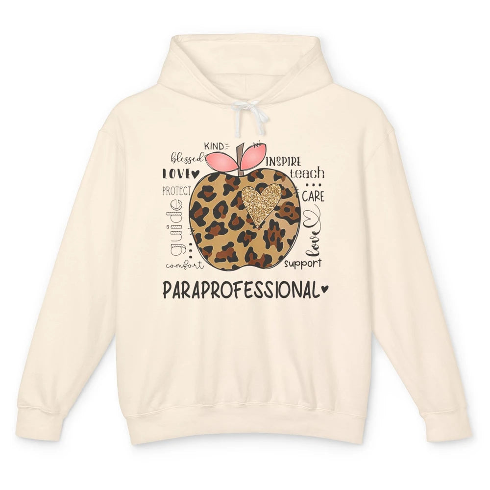 Leopard Apple Kind Para Paraprofessional Life Back To School Unisex Lightweight Hoodie