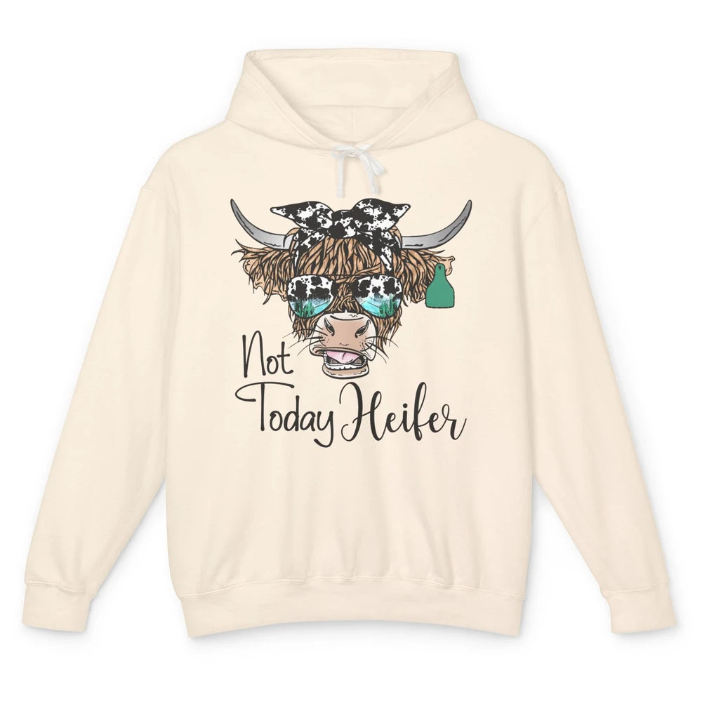 Highland Cow Bandana Cowhide Not Today Heifer Western Animal Unisex Lightweight Hoodie