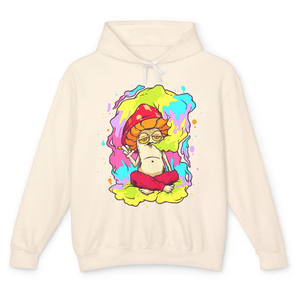 Stay Trippy Little Hippie Mushroom Cigarette Plant Retro 70s Unisex Lightweight Hoodie