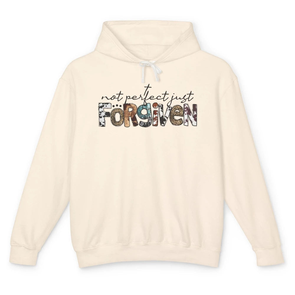 Leopard Not Perfect Just Forgiven Christian Western Country Unisex Lightweight Hoodie