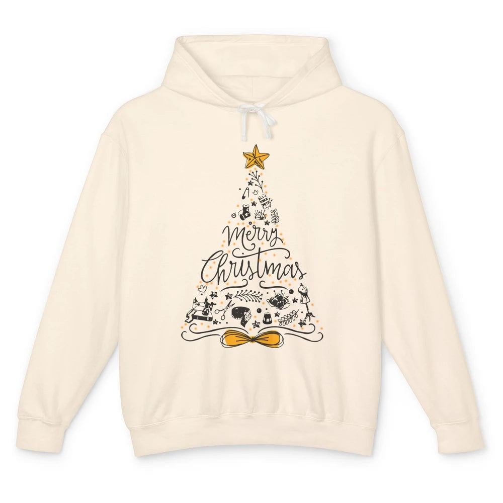 Funny Sewing Merry Christmas Tree Quilting Symbols Christmas Unisex Lightweight Hoodie