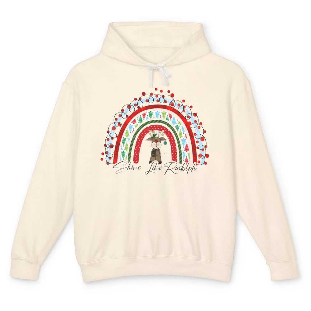 Boho Christmas Tree Rainbow Shine Like Reindeer Christmas Unisex Lightweight Hoodie