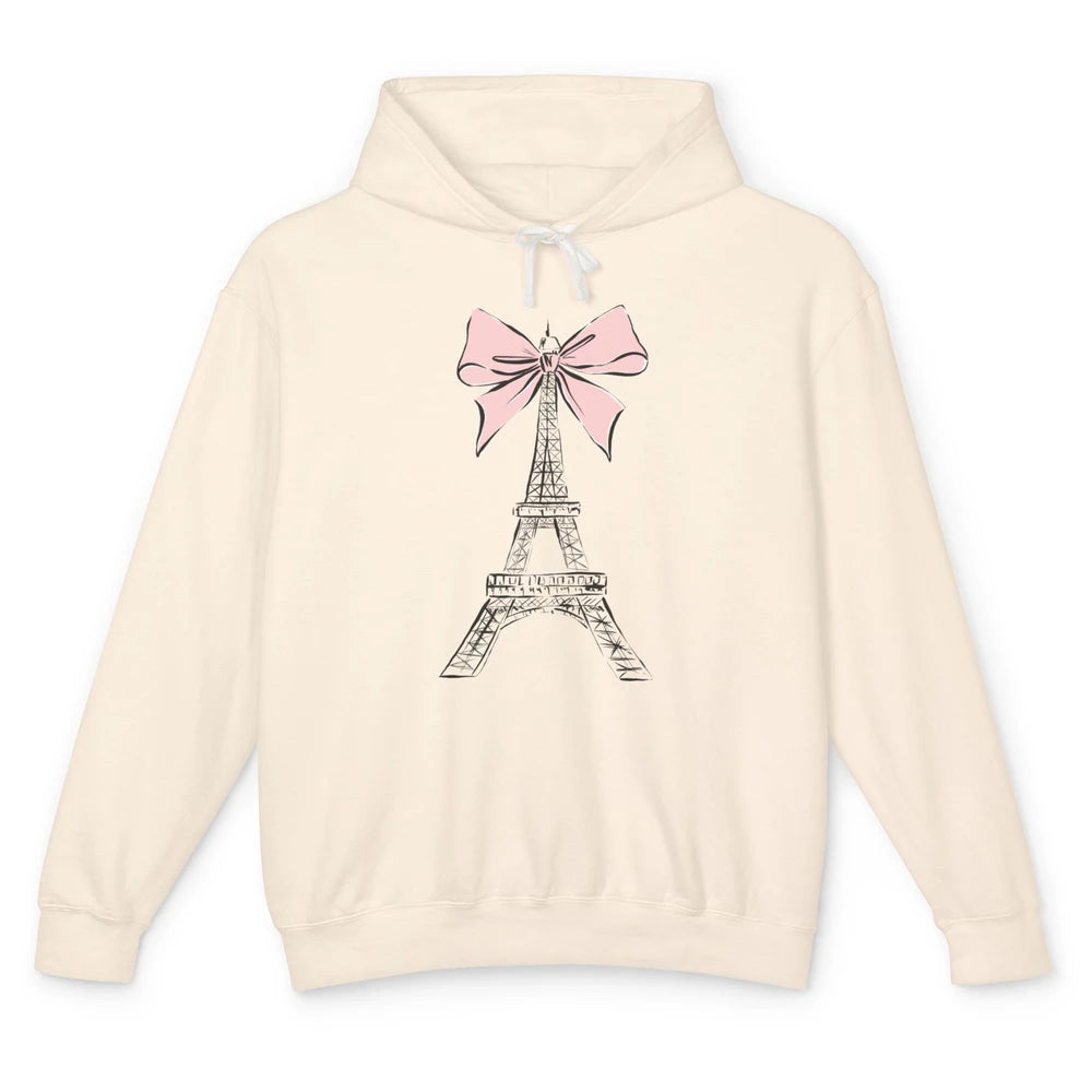 Voyager Floral Eiffel Tower Minimal Paris France Travel Girl Unisex Lightweight Hoodie