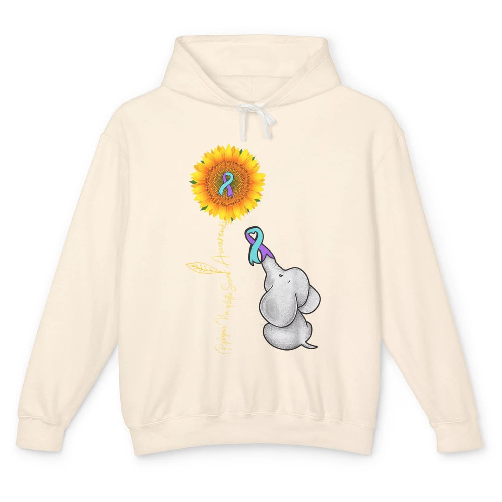 PNES Awareness Purple Teal Ribbon Sunflower Baby Elephant Unisex Lightweight Hoodie