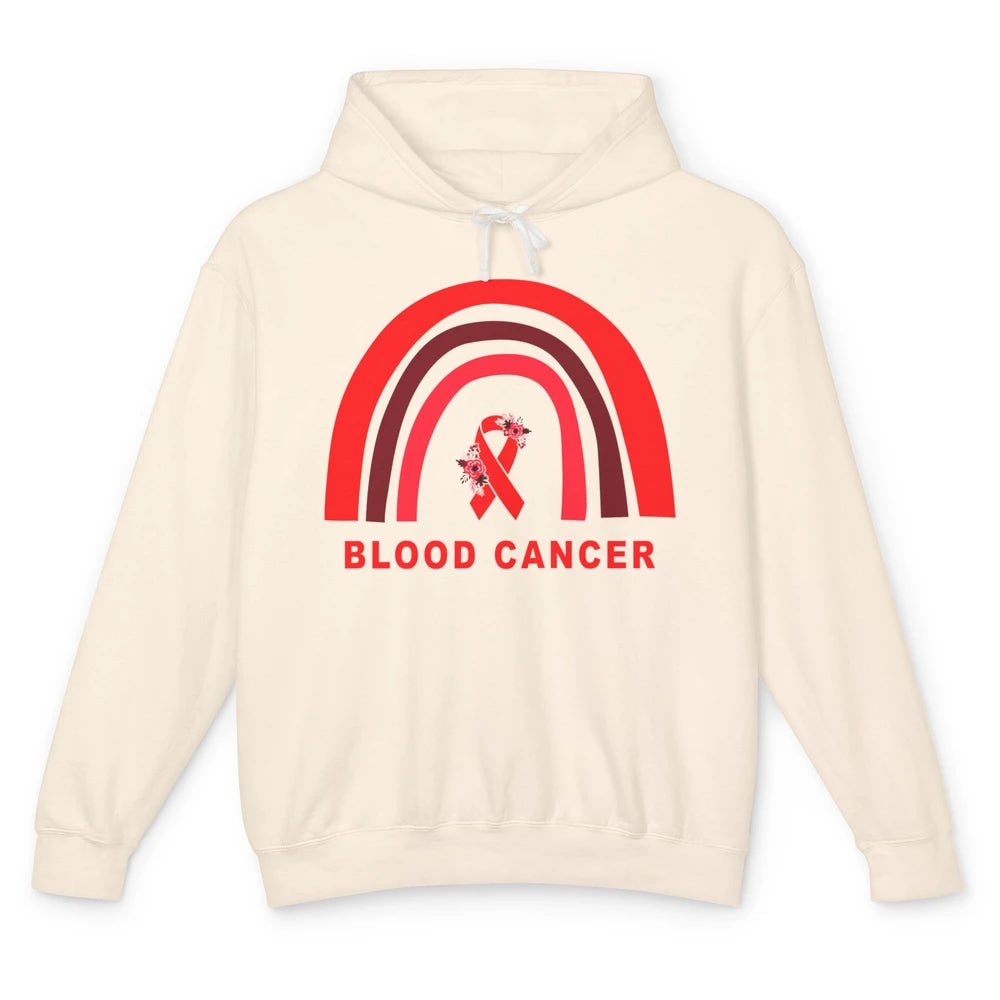 Blood Cancer Awareness Floral Red Ribbon Cute Rainbow Unisex Lightweight Hoodie