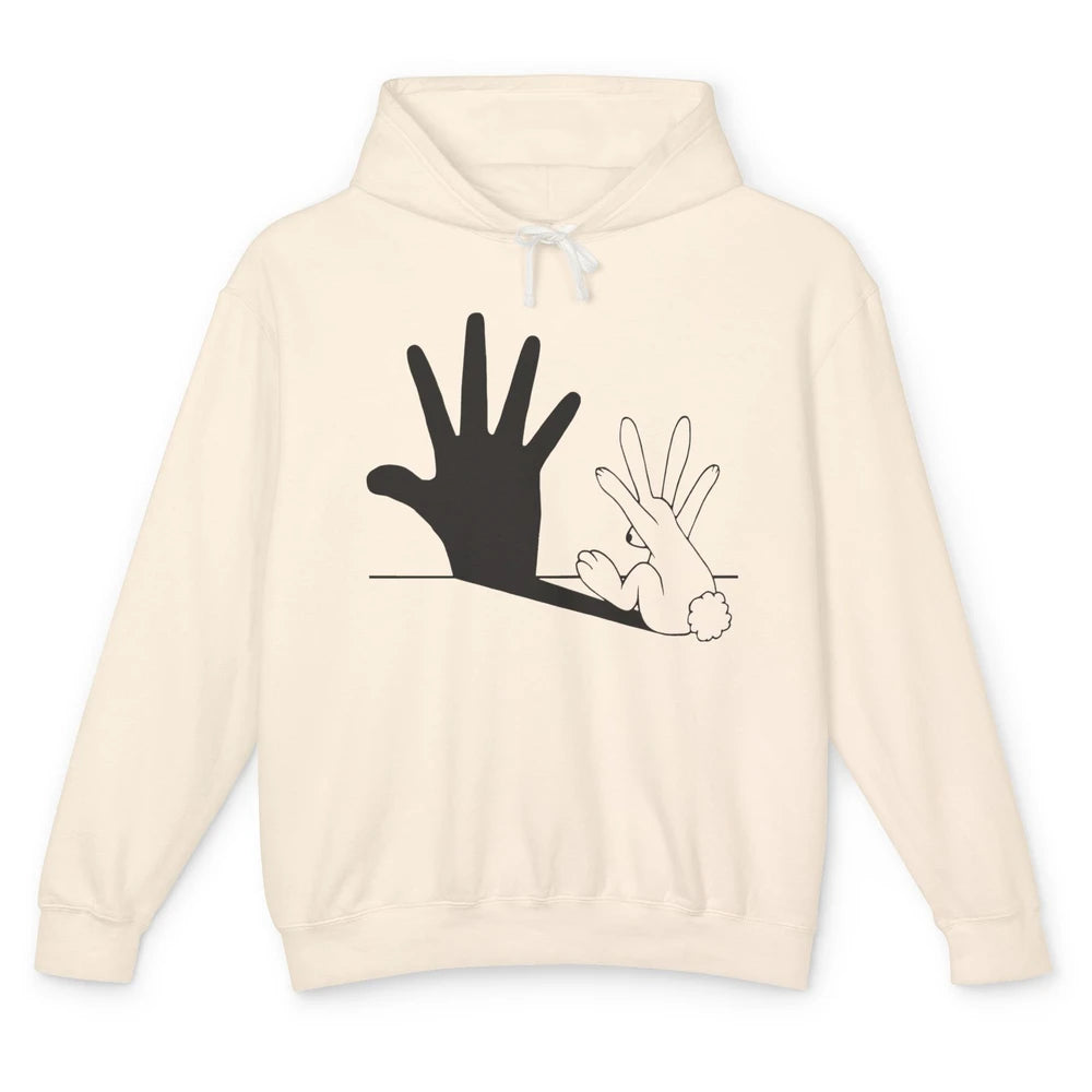 Rabbit Hand Shadow Funny Life Jokes Funny Rabbit Bunny Lover Unisex Lightweight Hoodie