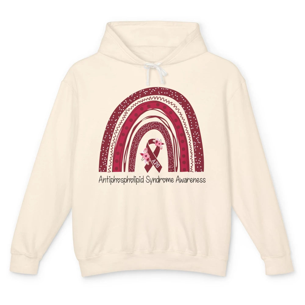 Antiphospholipid Syndrome Awareness APS Burgundy Rainbow Unisex Lightweight Hoodie