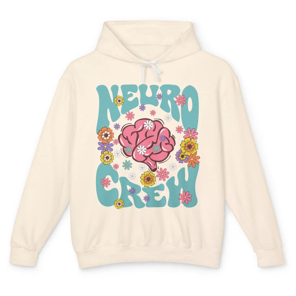 Retro Floral Neuro Crew Nurse Life Neurologist Neuroscience Unisex Lightweight Hoodie