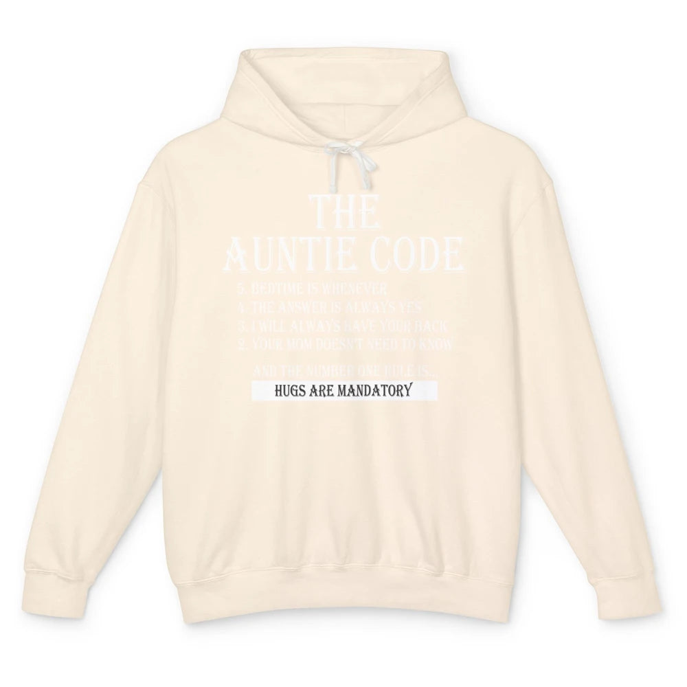 Funny The Auntie Code Rule New Aunt Life Birthday Bestie Unisex Lightweight Hoodie