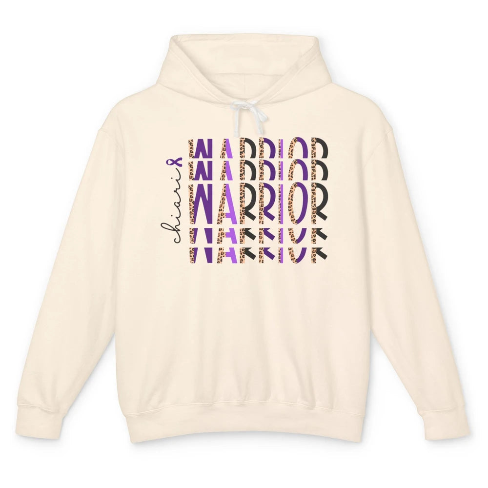 Chiari Warrior Leopard Purple Ribbon Chiari Awareness Month Unisex Lightweight Hoodie