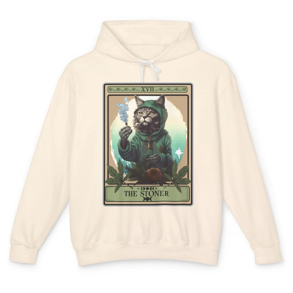 Vintage The Stoner Cat Tarot Card Weed Cannabis Marijuana Unisex Lightweight Hoodie